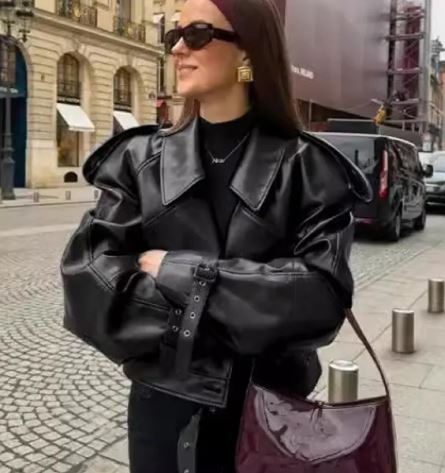 Veste en cuir mat