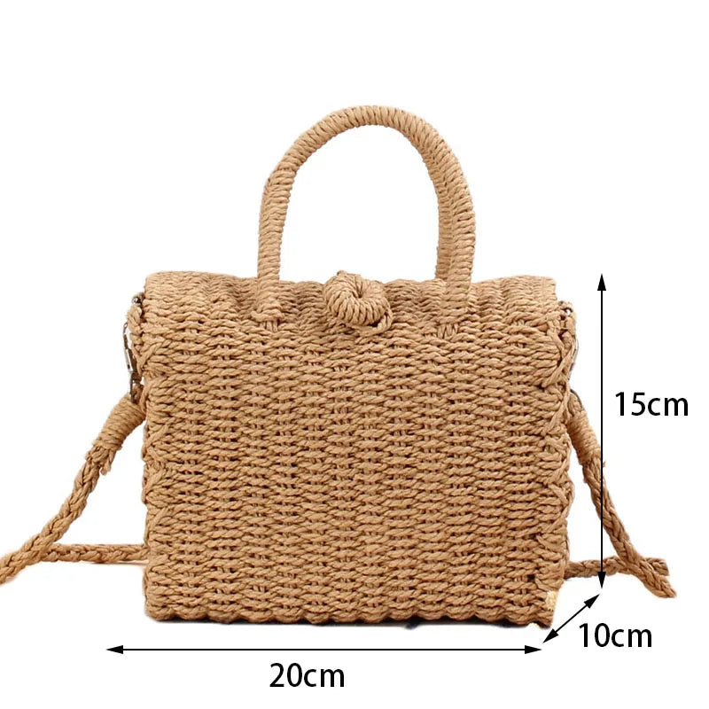 Summer Straw Beach Bag Handmade Handbag Women Shoulder Bags Rattan Beach Bags Bohemian Woven Crossbody Basket Tote sac