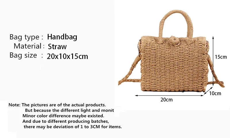 Summer Straw Beach Bag Handmade Handbag Women Shoulder Bags Rattan Beach Bags Bohemian Woven Crossbody Basket Tote sac