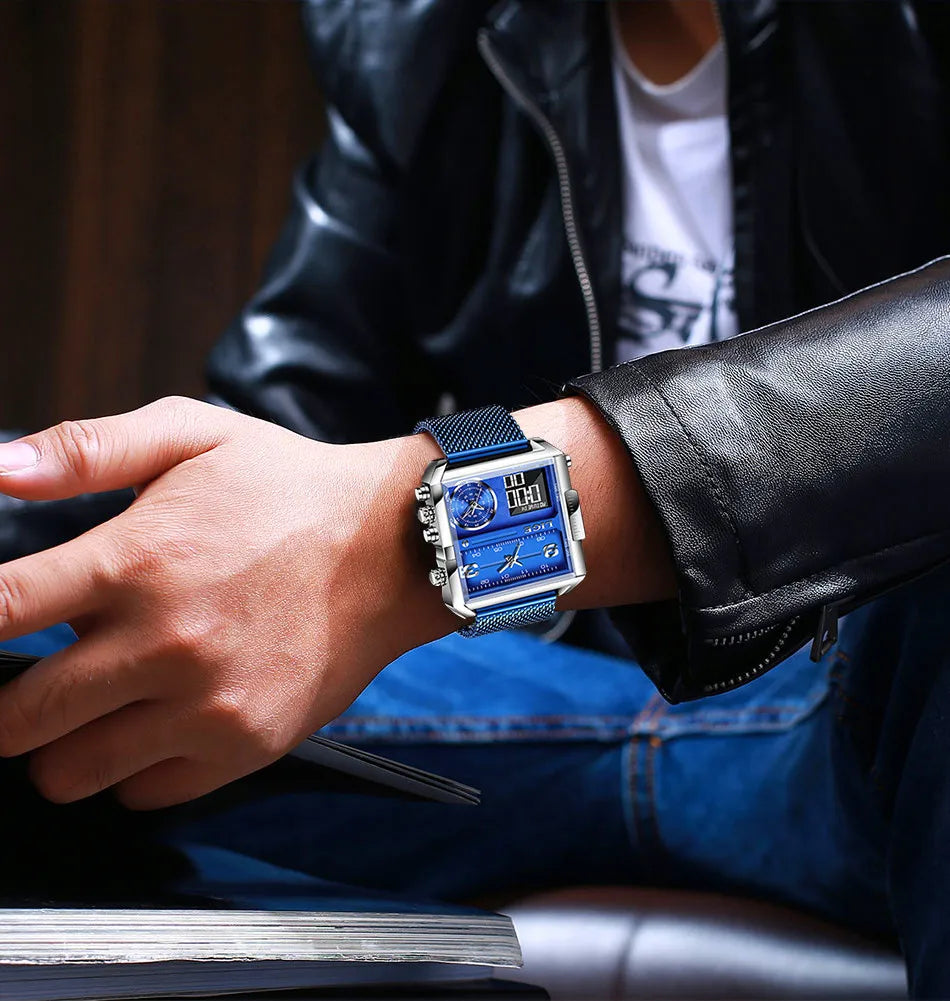 LIGE Luxury Men Quartz Digital Watch Creative Sport Watches Male Waterproof Wristwatch Montre Homme Clock Relogios Masculino+box
