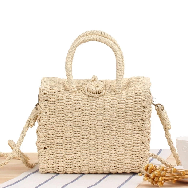 Summer Straw Beach Bag Handmade Handbag Women Shoulder Bags Rattan Beach Bags Bohemian Woven Crossbody Basket Tote sac