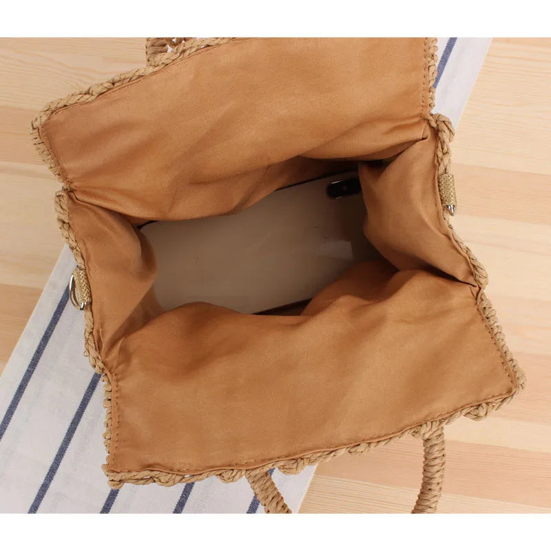 Summer Straw Beach Bag Handmade Handbag Women Shoulder Bags Rattan Beach Bags Bohemian Woven Crossbody Basket Tote sac