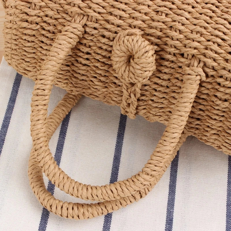 Summer Straw Beach Bag Handmade Handbag Women Shoulder Bags Rattan Beach Bags Bohemian Woven Crossbody Basket Tote sac