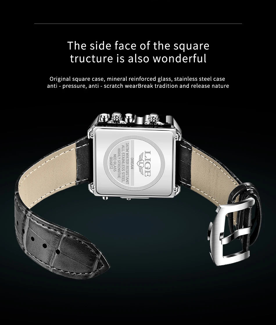 LIGE Luxury Men Quartz Digital Watch Creative Sport Watches Male Waterproof Wristwatch Montre Homme Clock Relogios Masculino+box