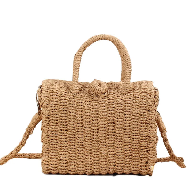 Summer Straw Beach Bag Handmade Handbag Women Shoulder Bags Rattan Beach Bags Bohemian Woven Crossbody Basket Tote sac