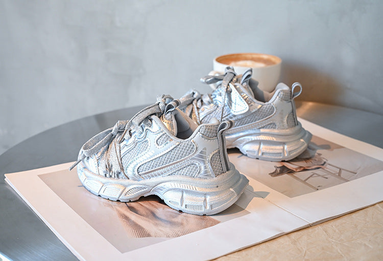 Children's Sports Shoes 2025 Spring and Autumn New Boys' Casual Dad Shoes Girls' Soft Sole Lightweight Running Shoes