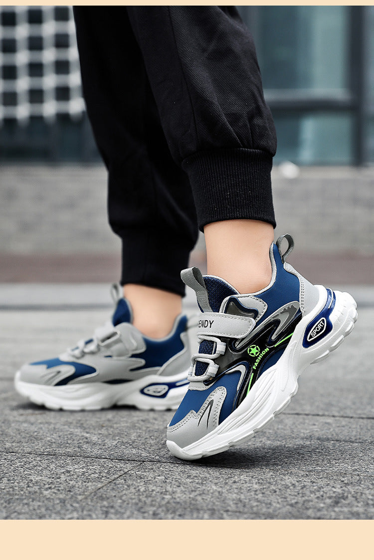 Autumn and Winter Leather Children's sneaker Boys fleece-lined Cotton Shoes Student Dad's Shoes Running Shoes Warm Snow Shoes Children's Shoes