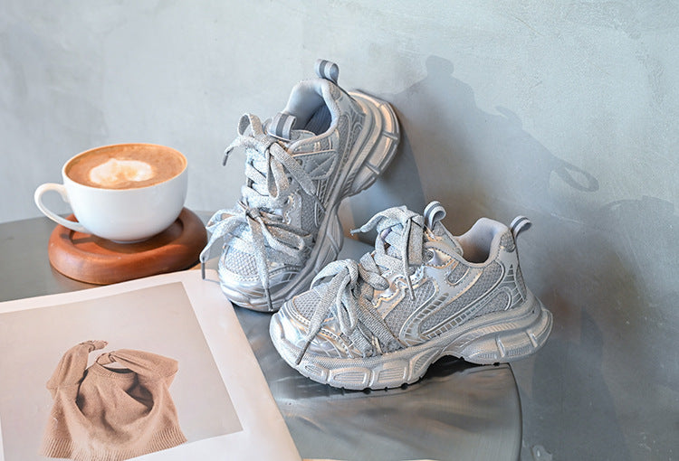 Children's Sports Shoes 2025 Spring and Autumn New Boys' Casual Dad Shoes Girls' Soft Sole Lightweight Running Shoes