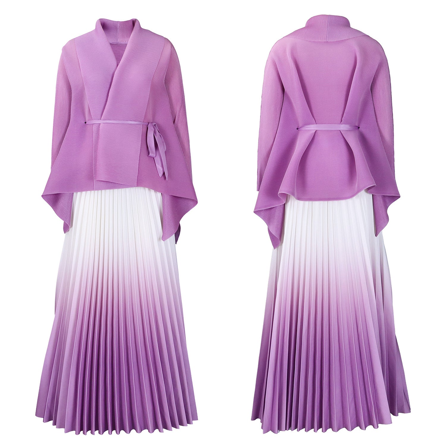 C8610 African plus size Women's Spring New Fashion Strap Bat Sleeve Top Gradient Color-changing Skirt Two-piece Set