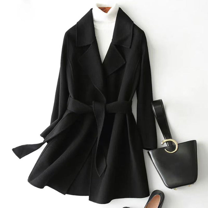 2024 Autumn and Winter New Woolen Coat Women's Slim-fit Slimming Korean Style Mid-length Woolen Coat Trendy
