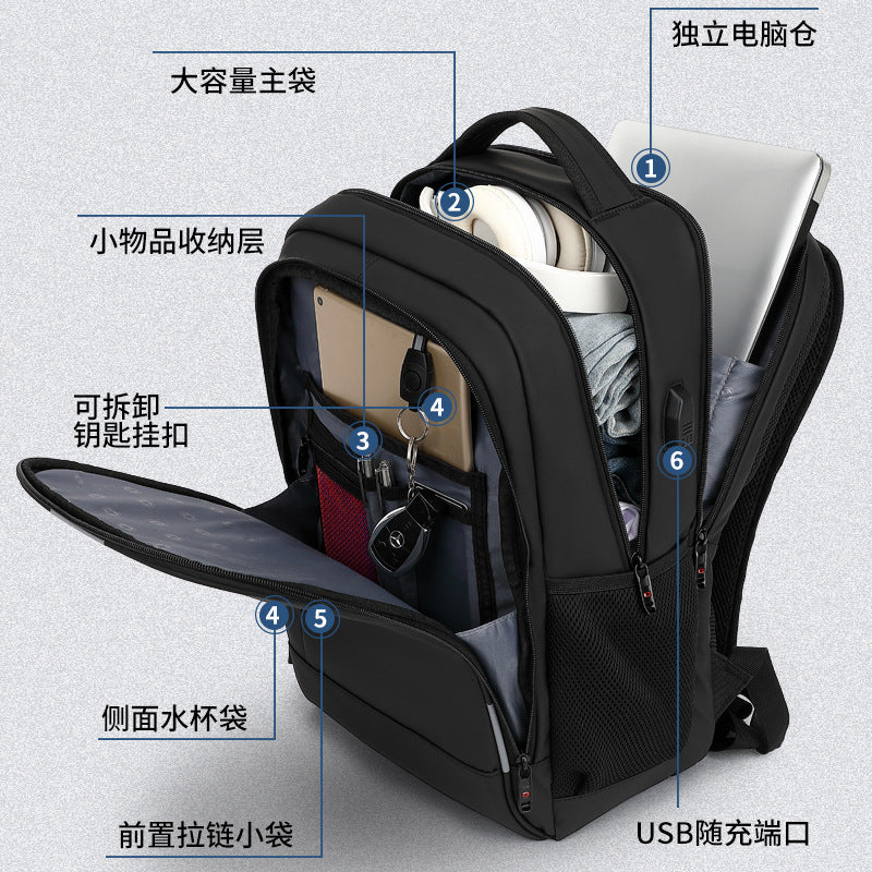 Swiss Sergeant Knife Backpack Men's Business Travel Backpack Large Capacity Travel Laptop Bag 17.3 Inch