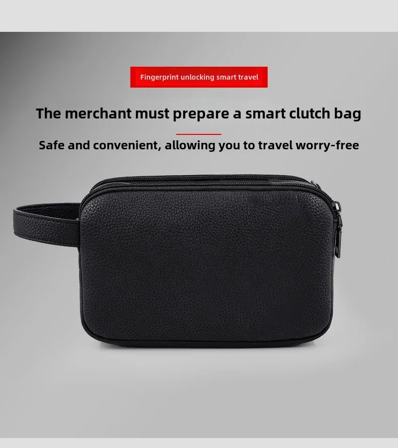Business Men's Clutch Bag New Multi-function Large Capacity Intelligent Anti-theft Mobile Phone Bag Casual Fingerprint Lock Clutch Bag