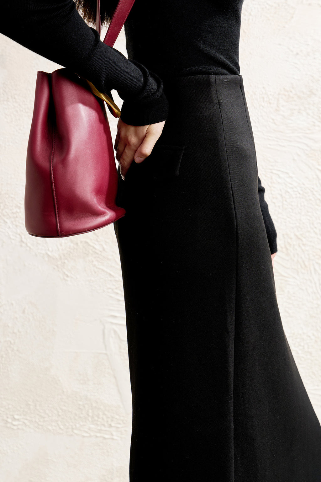 Acetate Cashmere Skirt Women's Mid-Length High-End Elegant High-Waist Slimming Rear Split Wool Straight Skirt Autumn and Winter New