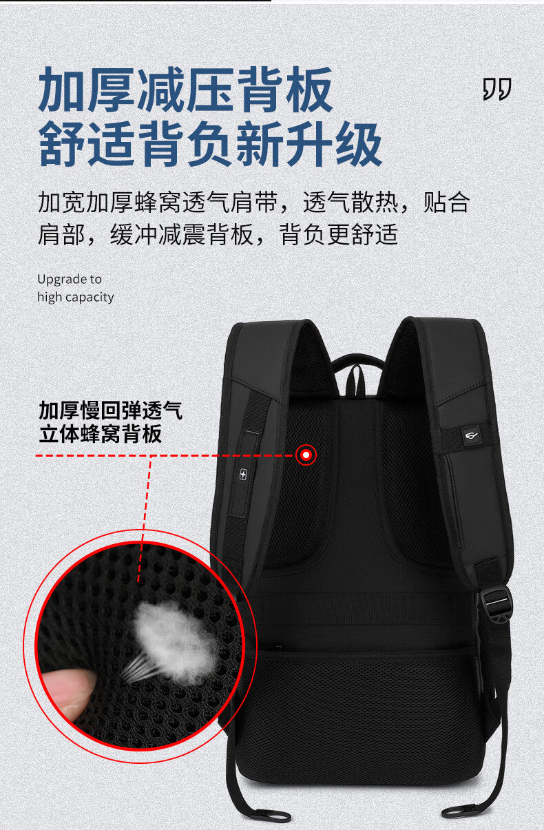 Swiss Sergeant Knife Backpack Men's Business Travel Backpack Large Capacity Travel Laptop Bag 17.3 Inch