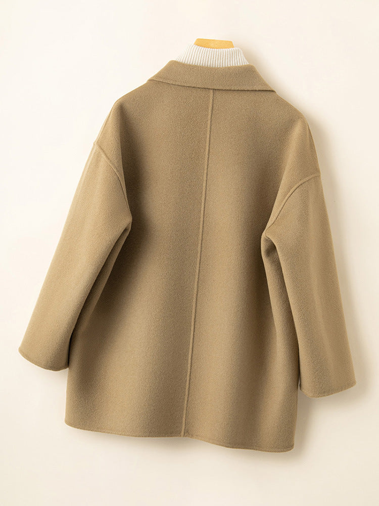 Cocoon-type Double-sided Wool Coat Women's Short 24 Autumn and Winter Korean Style New Arrival Loose Wide-width Wool Coat for Small Men