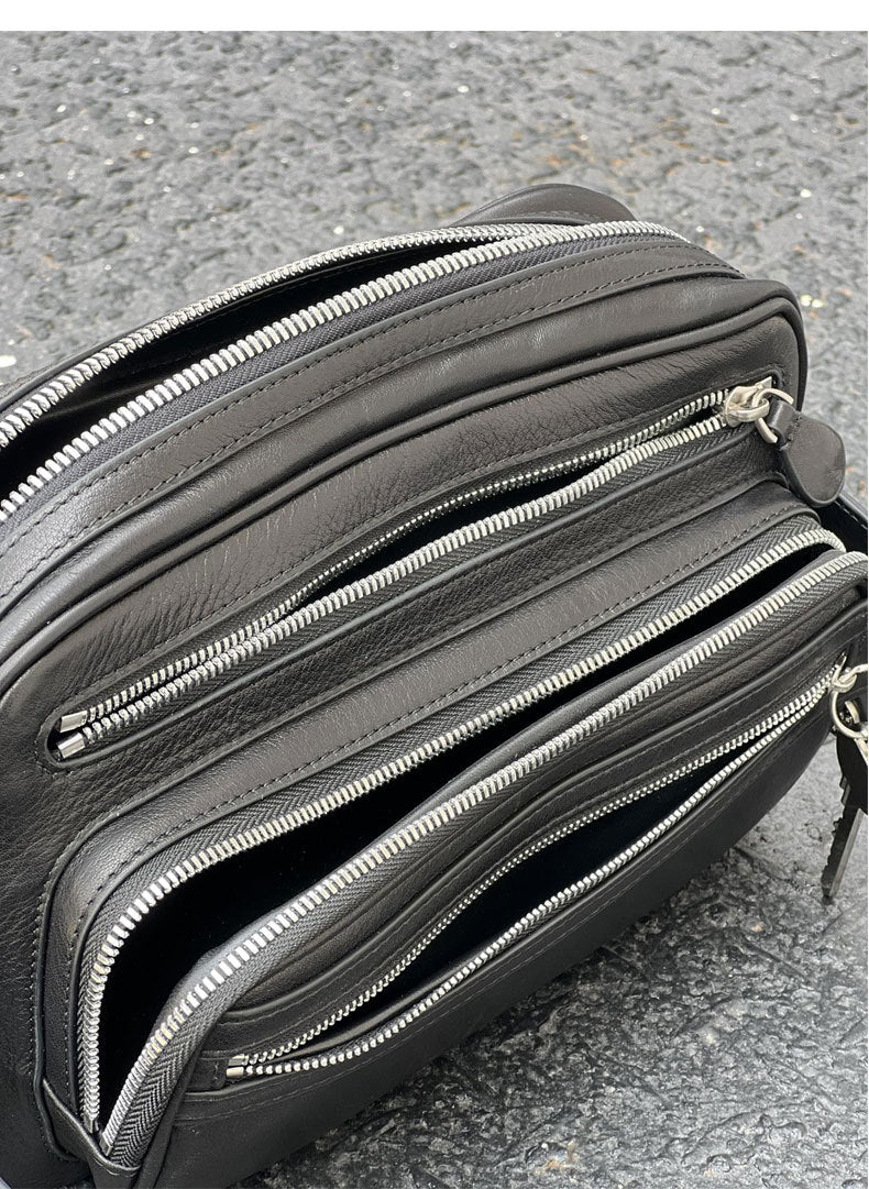 2025 New Leather Multi-compartment Zipper Handbag Key Pendant Underarm Bearer Bag Fashionable Shoulder Crossbody Bag