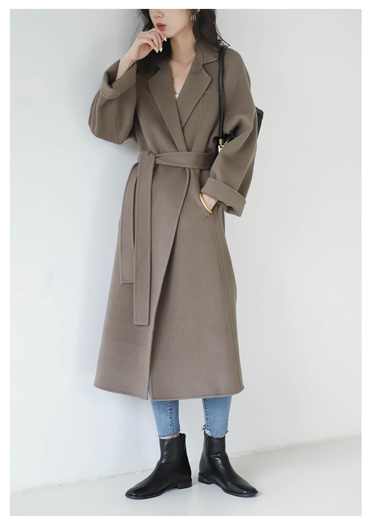 "Anniversary Edition" Double-Sided Cashmere Coat for Women, Long Style, 2025 Autumn/Winter New High-End Loose Woolen Overcoat