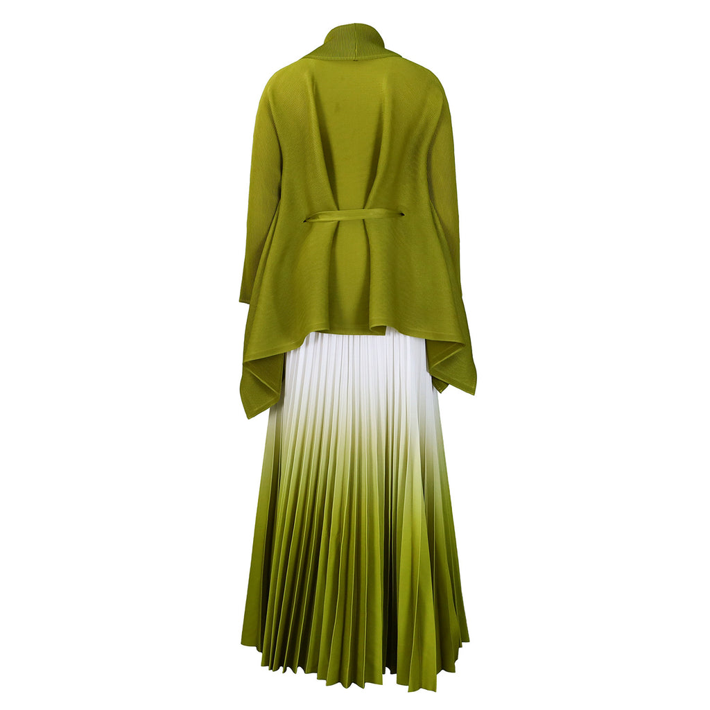 C8610 African Plus Size Women's Spring New Fashion Strap Batwing Top Gradient Color-changing Skirt Two-piece Set