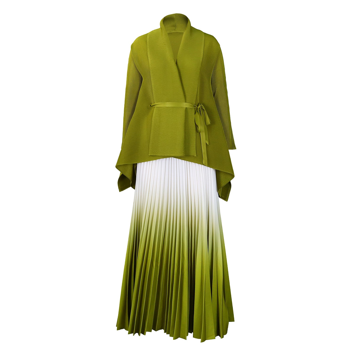 C8610 African Plus Size Women's Spring New Fashion Strap Batwing Top Gradient Color-changing Skirt Two-piece Set