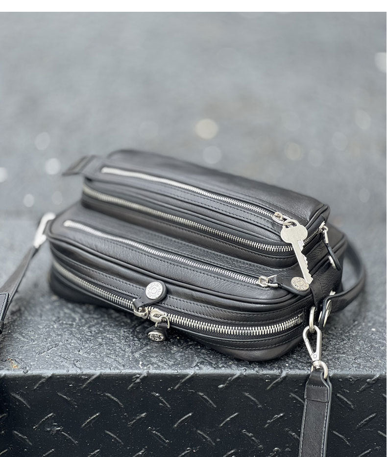 2025 New Leather Multi-compartment Zipper Handbag Key Pendant Underarm Bearer Bag Fashionable Shoulder Crossbody Bag