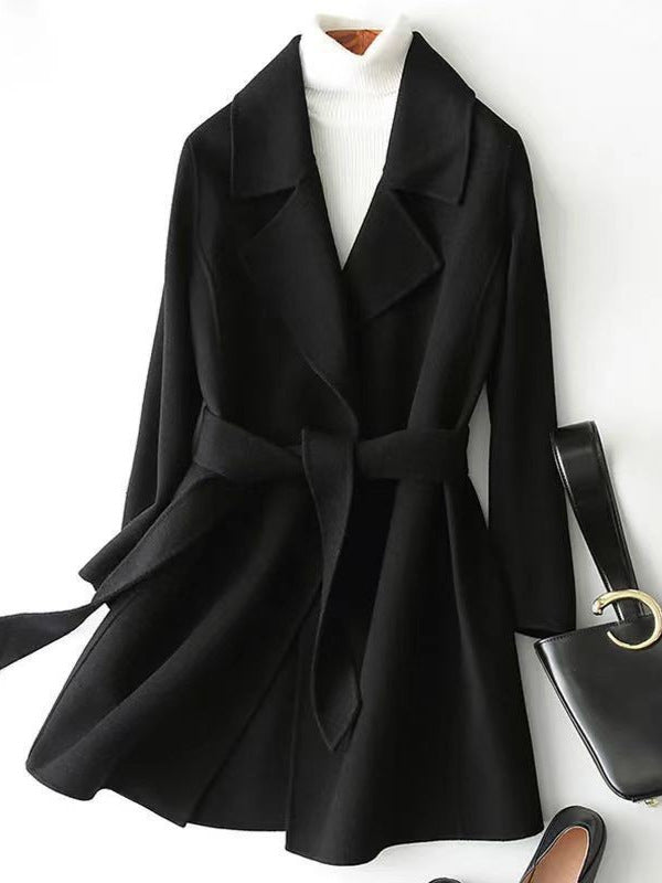 2024 Autumn and Winter New Woolen Coat Women's Slim-fit Slimming Korean Style Mid-length Woolen Coat Trendy