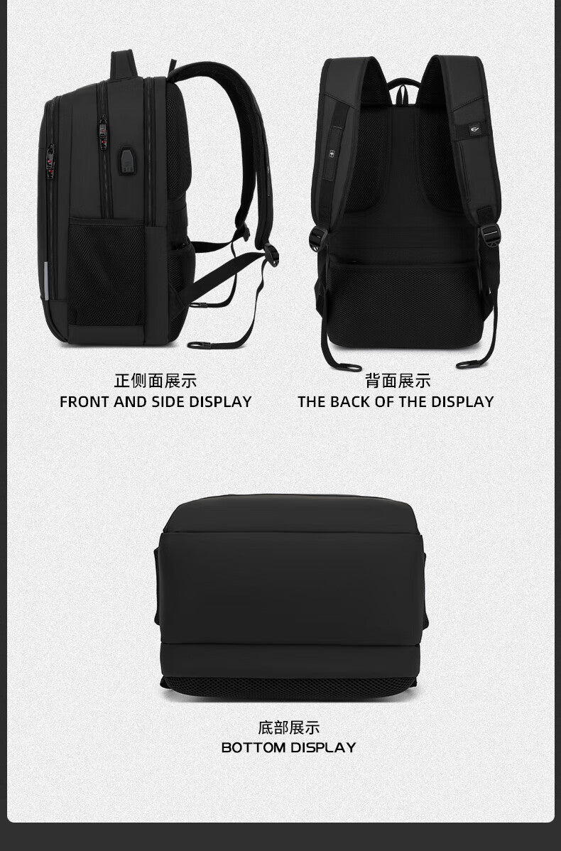 Swiss Sergeant Knife Backpack Men's Business Travel Backpack Large Capacity Travel Laptop Bag 17.3 Inch