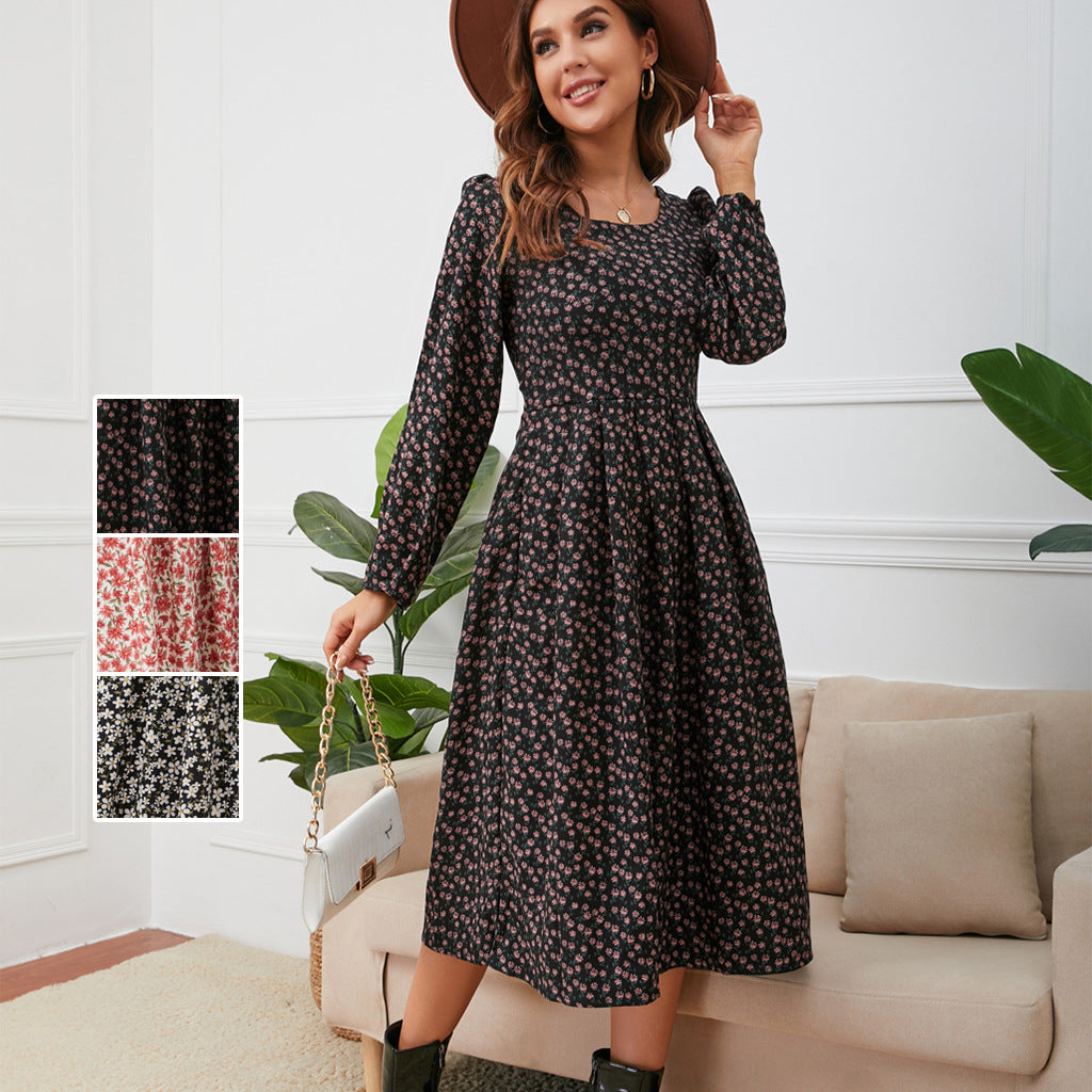 Swintager 2026 Spring New Maternity Chiffon Dress Small Floral Dress Amazon Long-Sleeved Dress