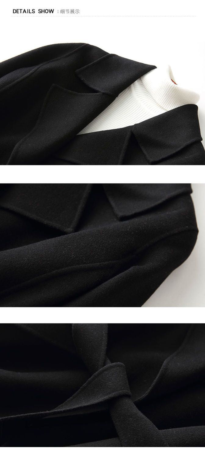 2024 Autumn and Winter New Woolen Coat Women's Slim-fit Slimming Korean Style Mid-length Woolen Coat Trendy