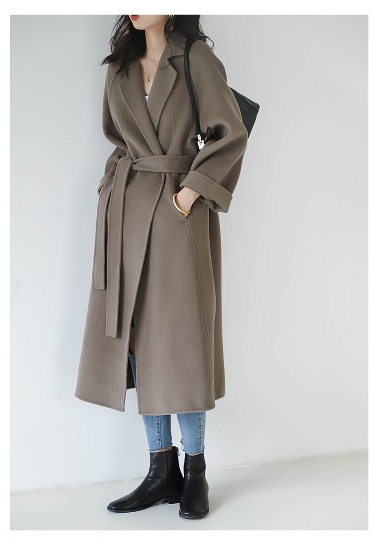 "Anniversary Edition" Double-Sided Cashmere Coat for Women, Long Style, 2025 Autumn/Winter New High-End Loose Woolen Overcoat