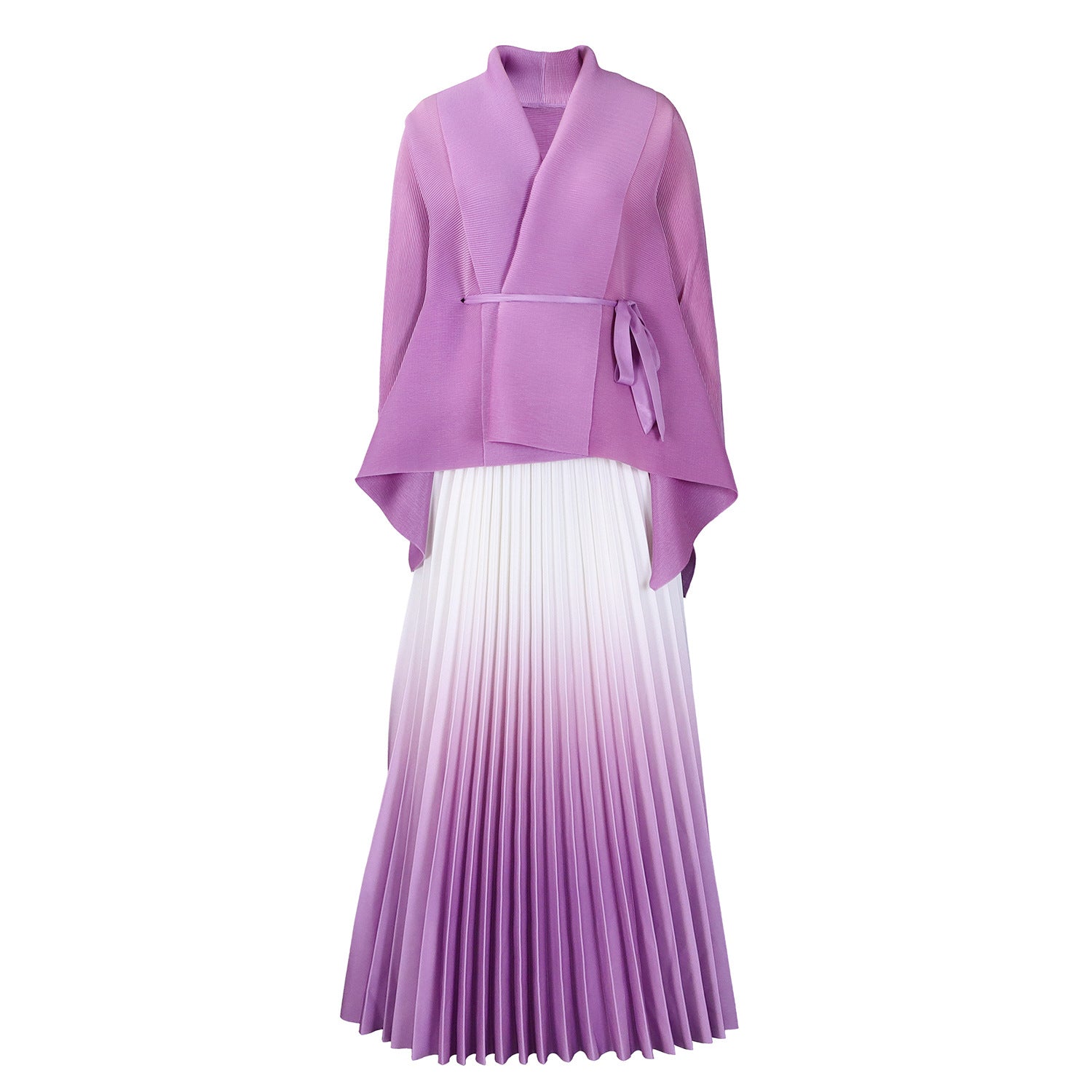 C8610 African Plus Size Women's Spring New Fashion Strap Batwing Top Gradient Color-changing Skirt Two-piece Set