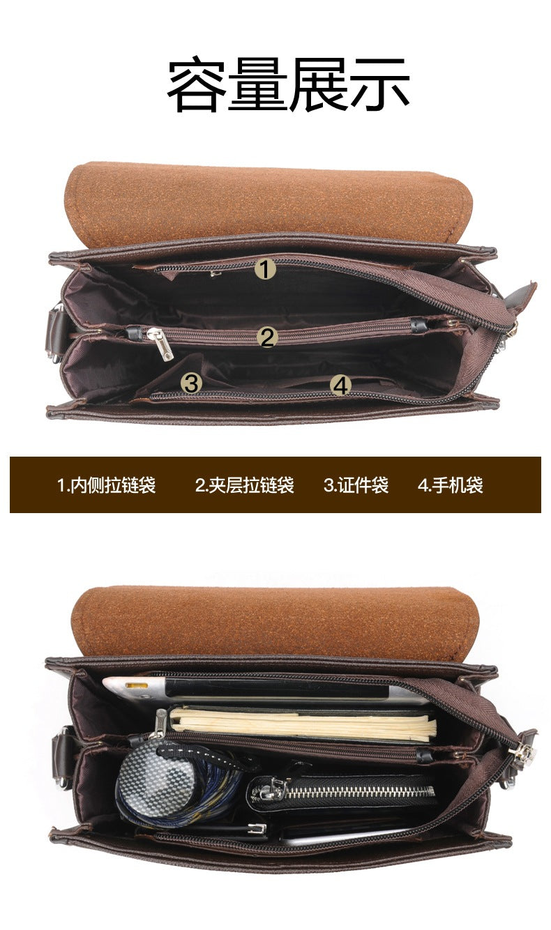 Shoulder Bag Men's Bag 2025 Large Capacity Flip-Top Briefcase Men's Business Crossbody Bag Casual Backpack