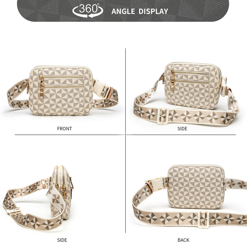 Waist Bag for Men and Women, New Trendy Fashion Versatile Crossbody Chest Bag with Double Zipper Casual Bag, Guangzhou Cross-Border Wholesale