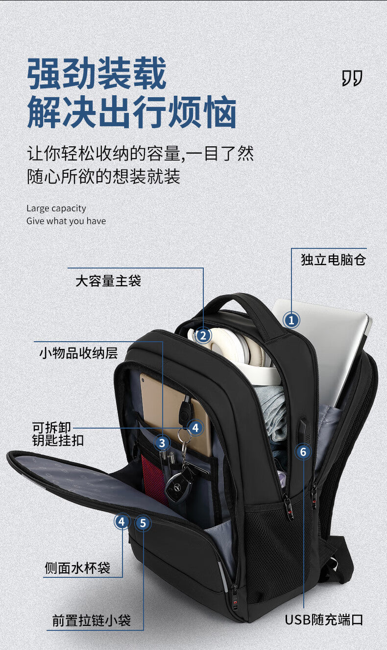 Swiss Sergeant Knife Backpack Men's Business Travel Backpack Large Capacity Travel Laptop Bag 17.3 Inch