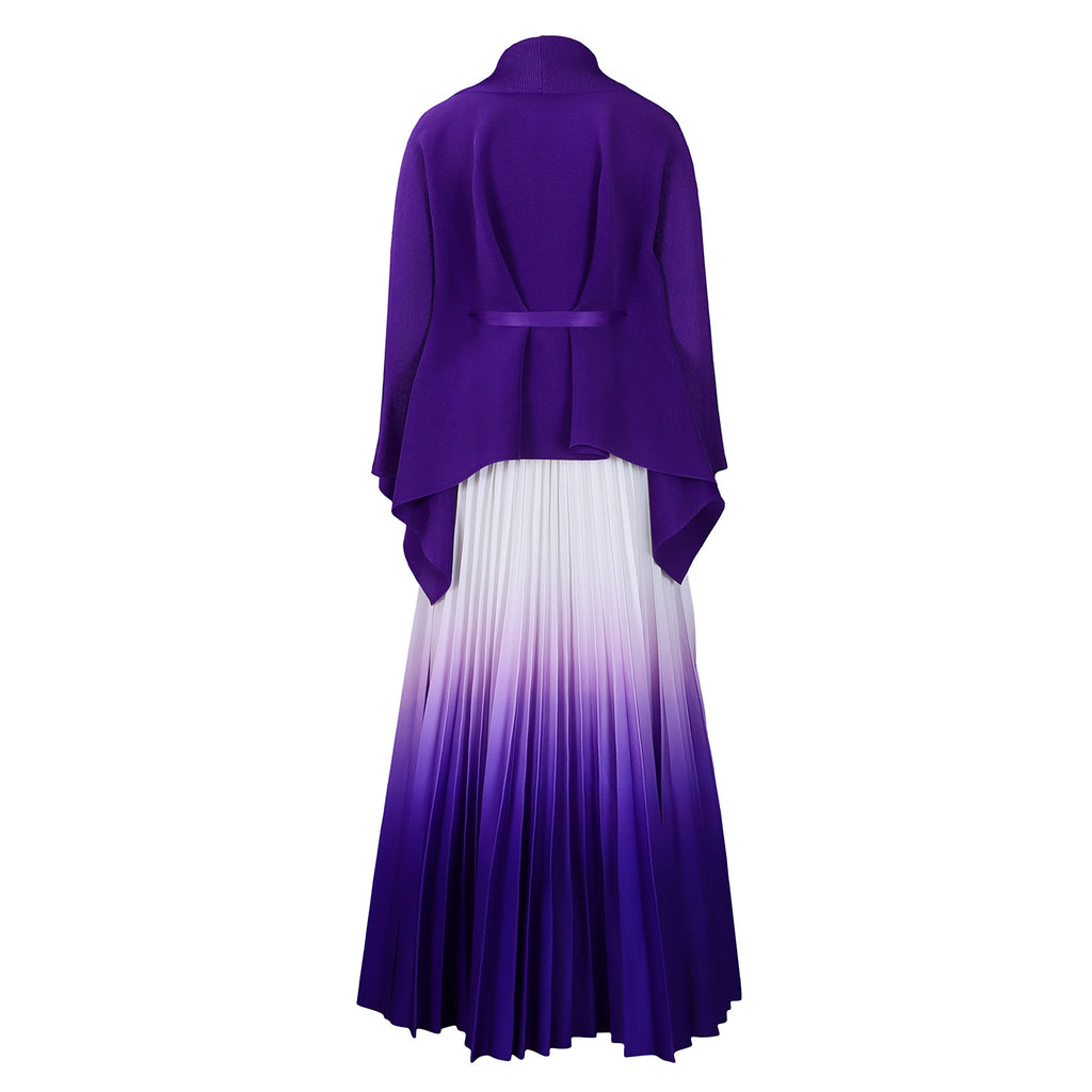 C8610 African Plus Size Women's Spring New Fashion Strap Batwing Top Gradient Color-changing Skirt Two-piece Set