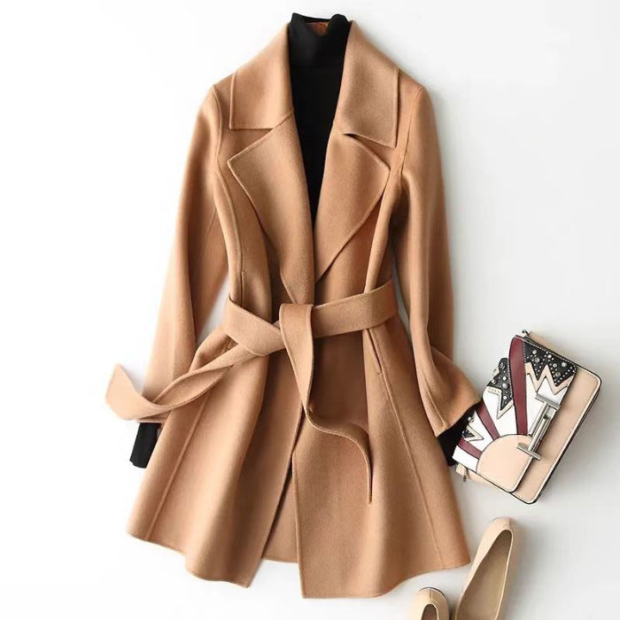 2024 Autumn and Winter New Woolen Coat Women's Slim-fit Slimming Korean Style Mid-length Woolen Coat Trendy
