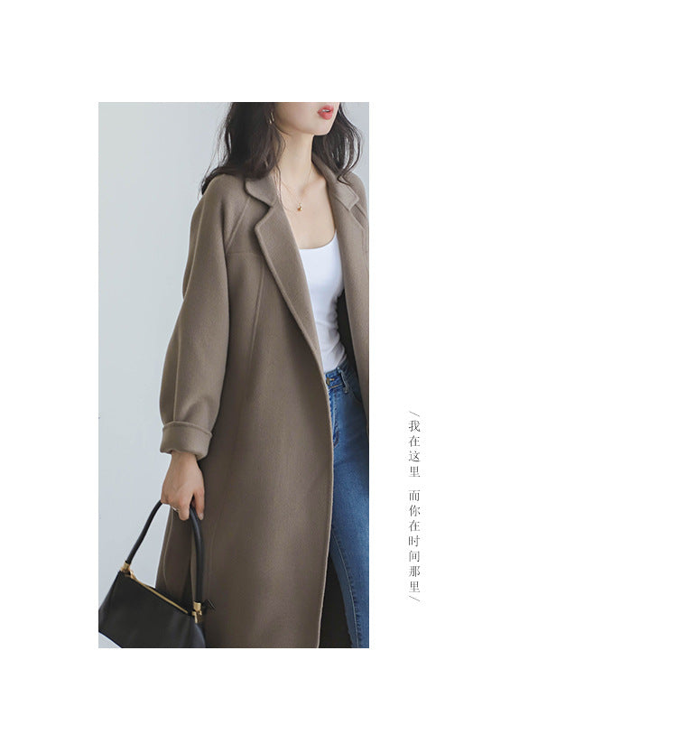 "Anniversary Edition" Double-Sided Cashmere Coat for Women, Long Style, 2025 Autumn/Winter New High-End Loose Woolen Overcoat