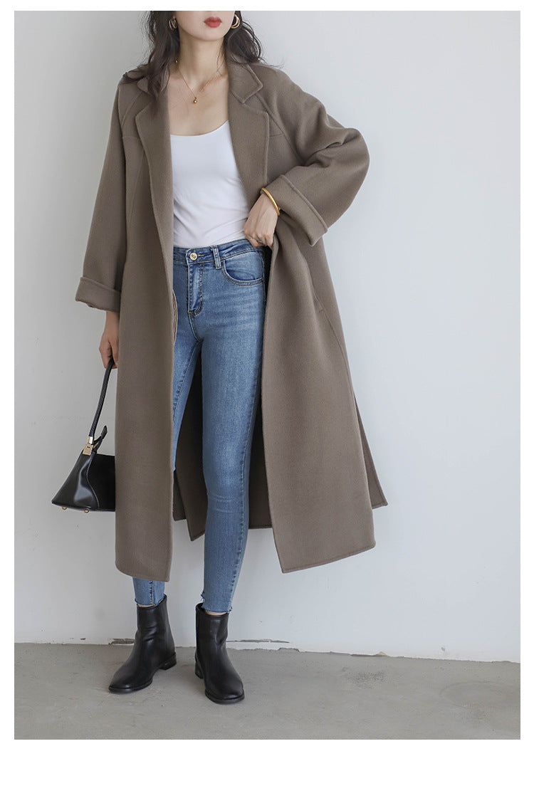 "Anniversary Edition" Double-Sided Cashmere Coat for Women, Long Style, 2025 Autumn/Winter New High-End Loose Woolen Overcoat