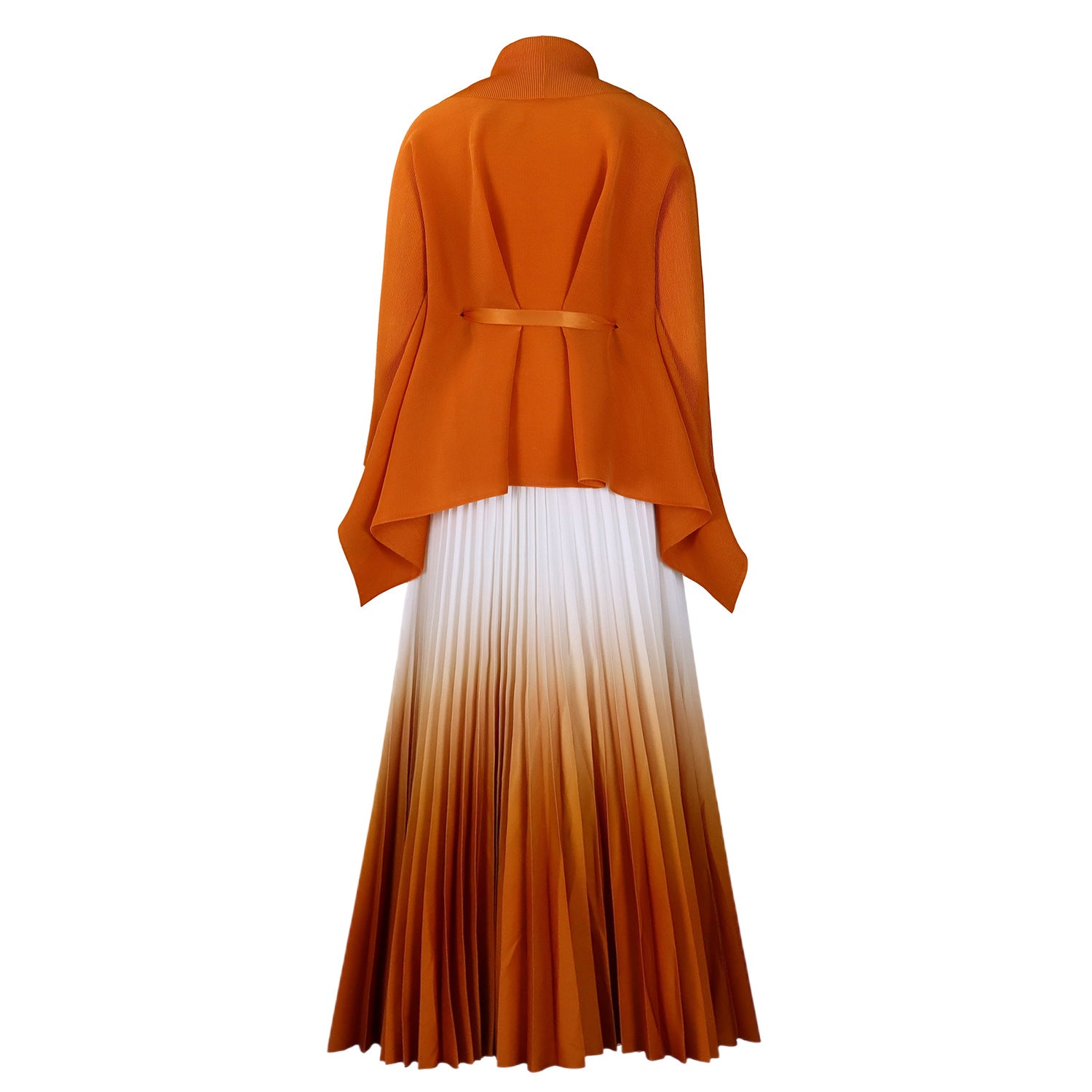 C8610 African Plus Size Women's Spring New Fashion Strap Batwing Top Gradient Color-changing Skirt Two-piece Set