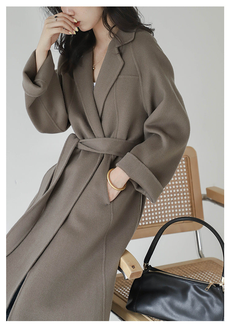 "Anniversary Edition" Double-Sided Cashmere Coat for Women, Long Style, 2025 Autumn/Winter New High-End Loose Woolen Overcoat