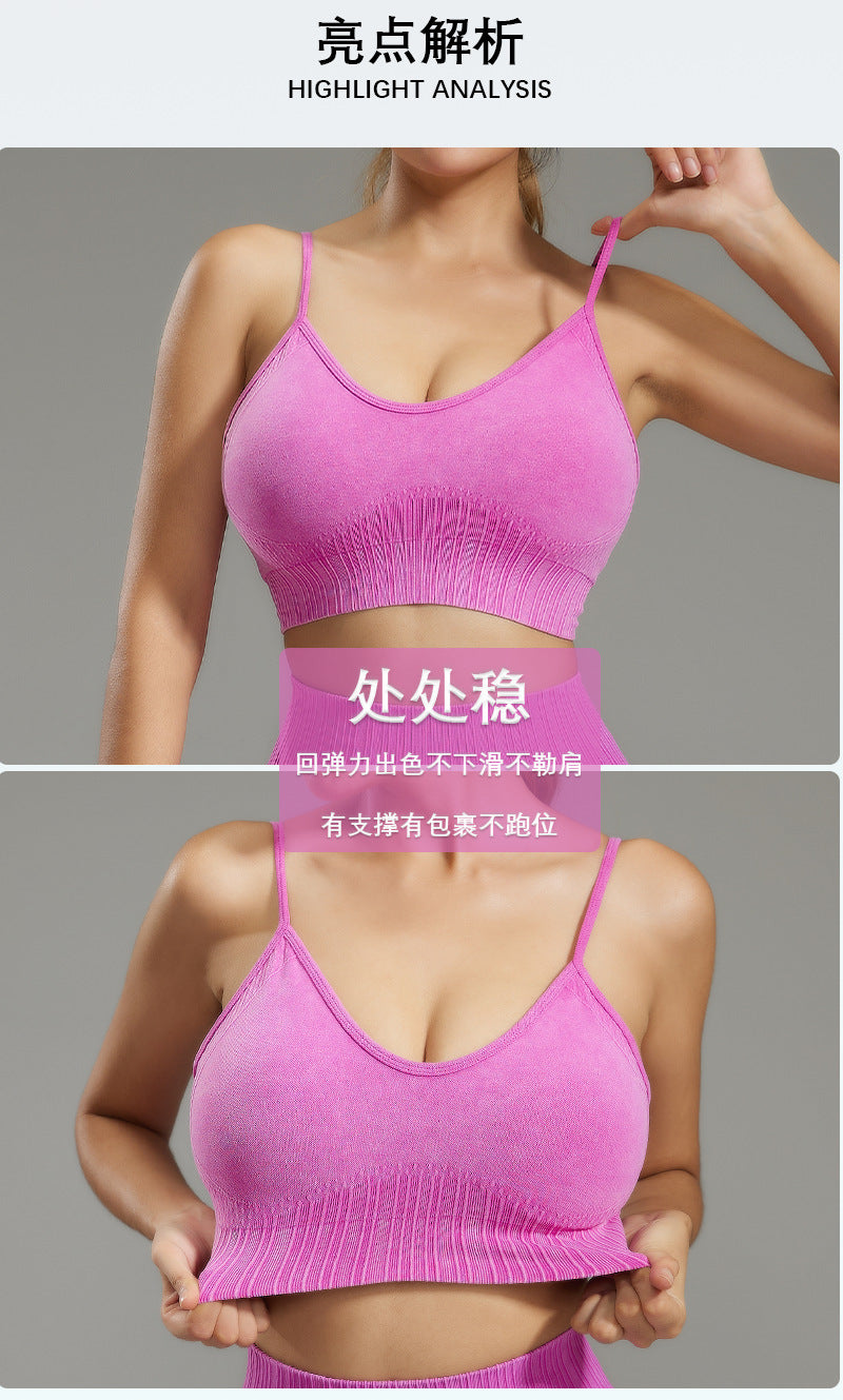 Breathable Sports Bra Yoga Running Underwear Women's Shockproof Fitness Bra Naked with Chest Pad Breathable Vest Suit
