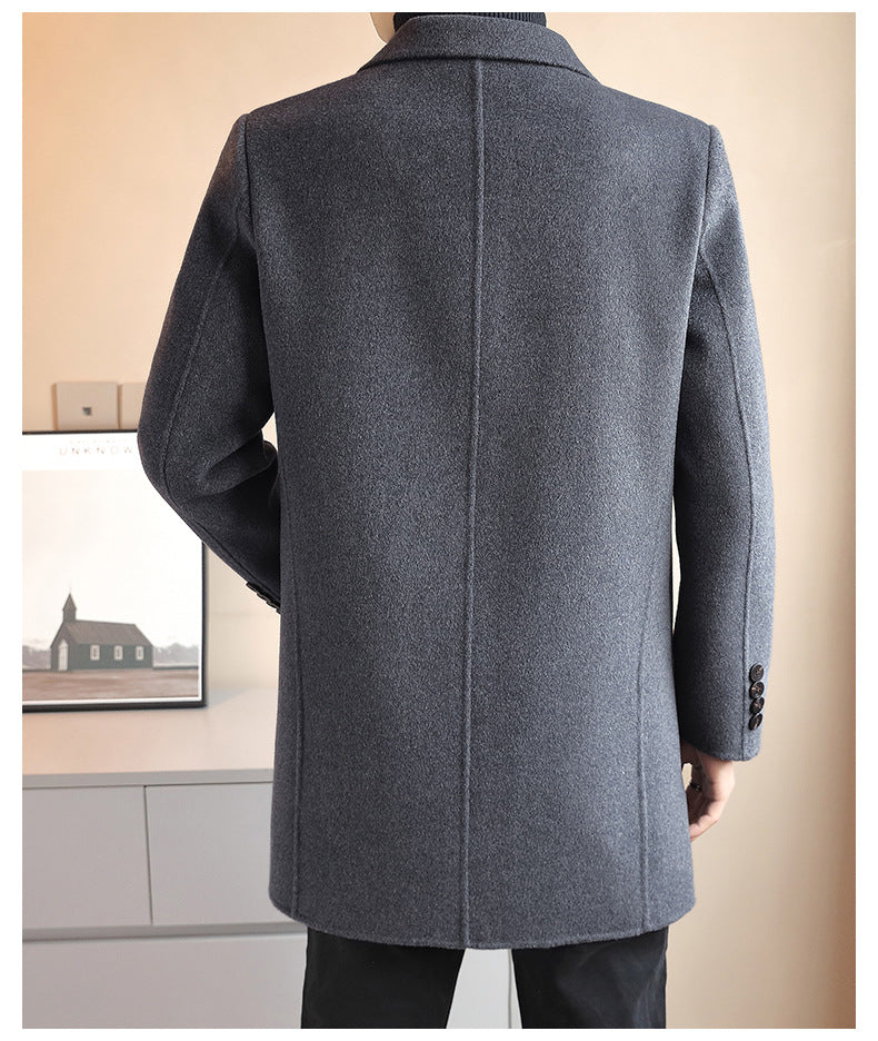 Men's Double-Sided Wool Mid-Length Cashmere Wool Coat Men's Autumn and Winter High-End Down Liner Wool Coat