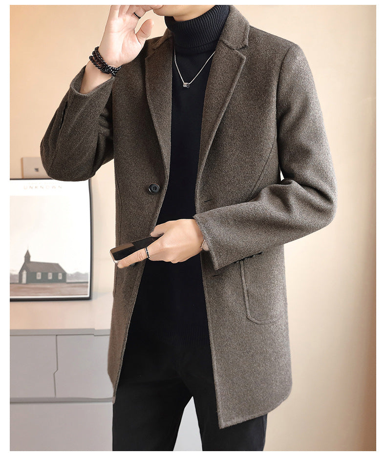 Men's Double-Sided Wool Mid-Length Cashmere Wool Coat Men's Autumn and Winter High-End Down Liner Wool Coat