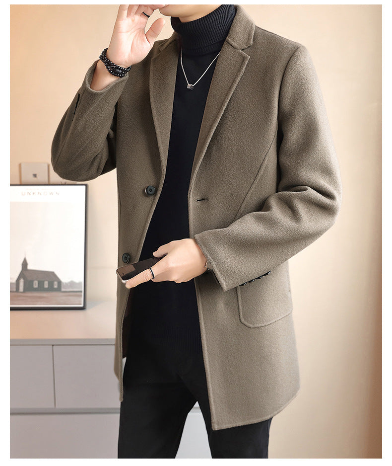 Men's Double-Sided Wool Mid-Length Cashmere Wool Coat Men's Autumn and Winter High-End Down Liner Wool Coat