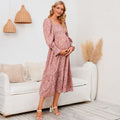 Swintager 2026 Spring New Maternity Chiffon Dress Small Floral Dress Amazon Long-Sleeved Dress