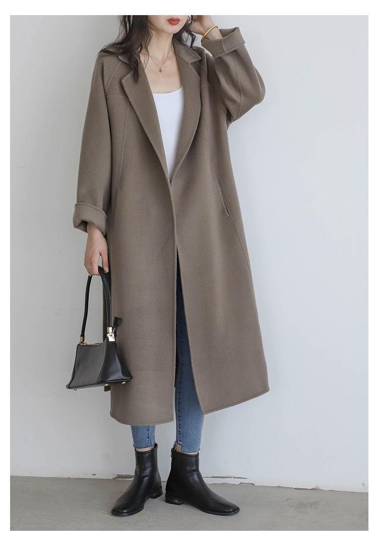 "Anniversary Edition" Double-Sided Cashmere Coat for Women, Long Style, 2025 Autumn/Winter New High-End Loose Woolen Overcoat