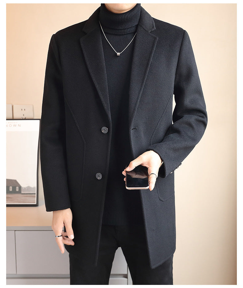 Double-sided Woolen Coat Men's Mid-length Cashmere Woolen Coat Men's Autumn and Winter High-end Down Liner Woolen Coat