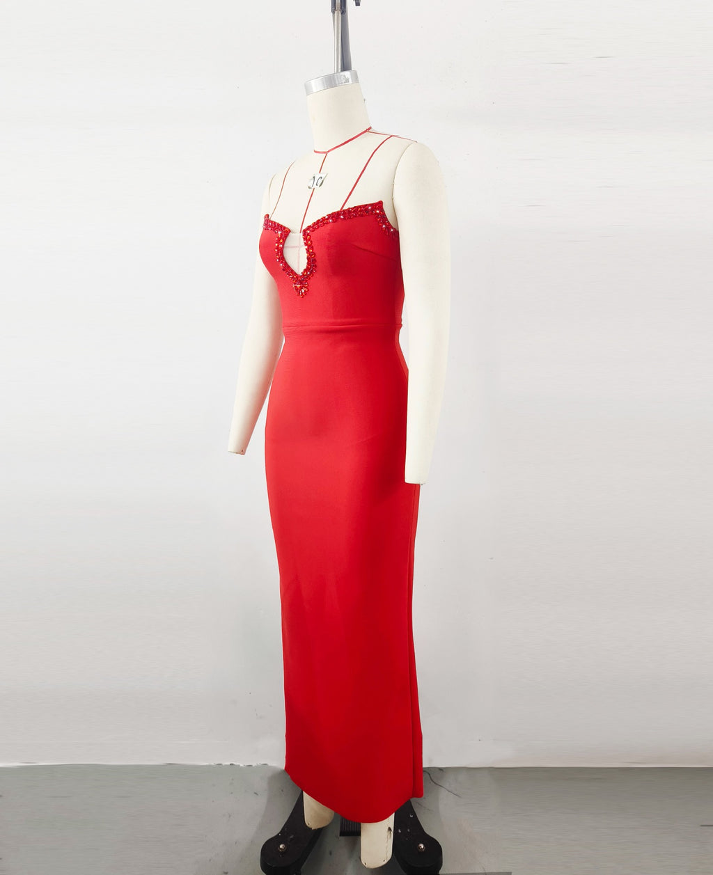 Amazon Women's 2025 Spring and Summer European and American Cross-border Red Diamond Bandage Evening Dress Women's Banquet Elegant Light Luxury