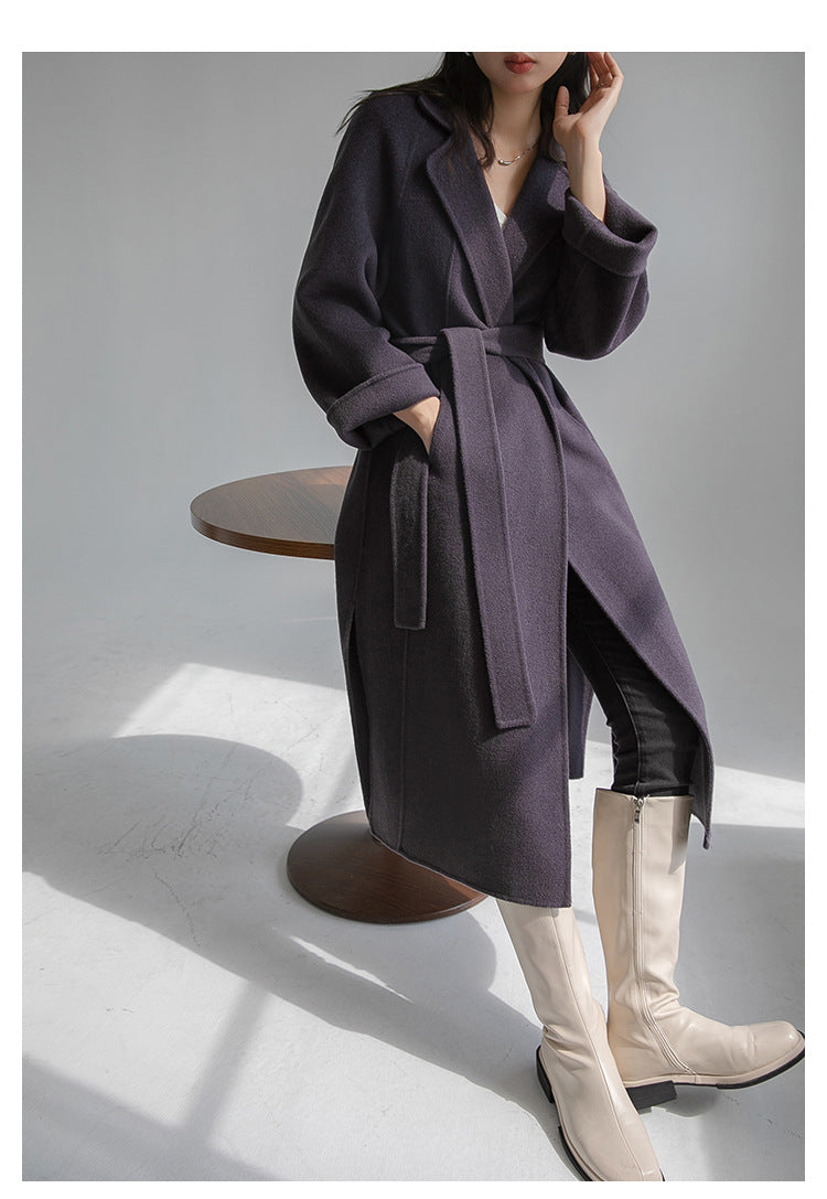 "Anniversary Edition" Double-Sided Cashmere Coat for Women, Long Style, 2025 Autumn/Winter New High-End Loose Woolen Overcoat