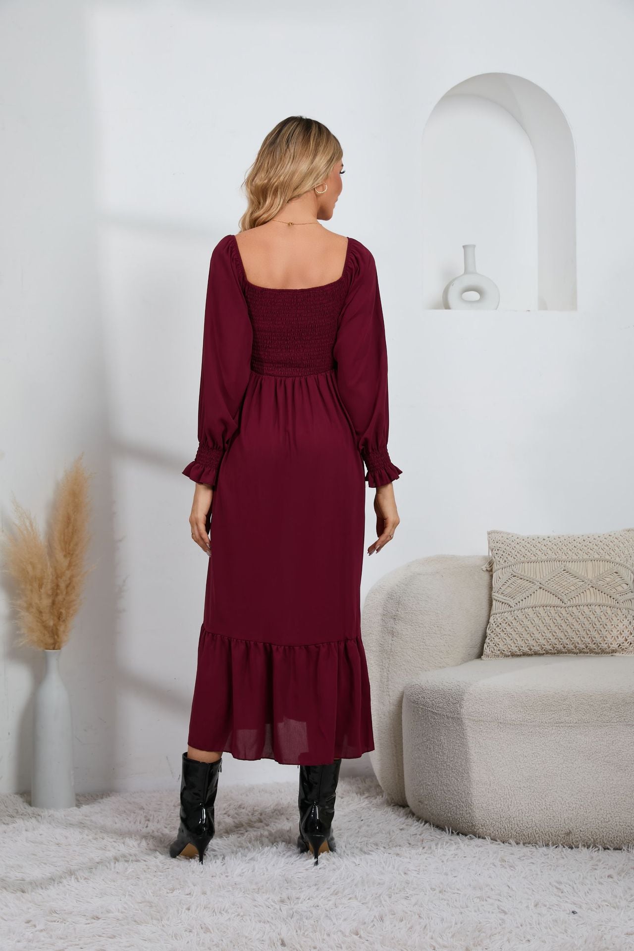 Swintager 2026 Spring New Maternity Chiffon Dress Small Floral Dress Amazon Long-Sleeved Dress