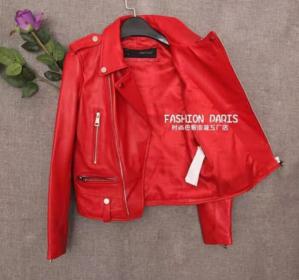 2025 Spring and Autumn New Korean Style Short Women's PU Leather Jacket, Plus Size Slim Motorcycle Jacket, Small Leather Jacket